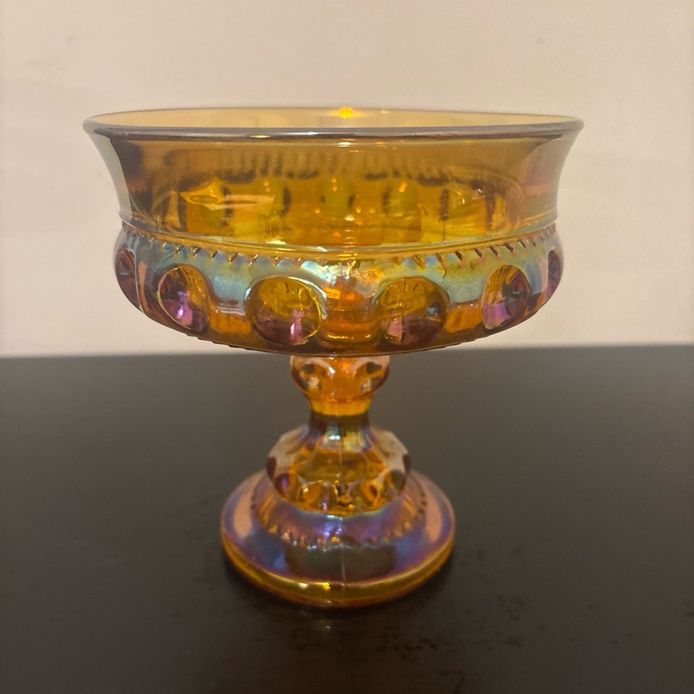 Vintage Indiana Carnival Glass Amber Dish